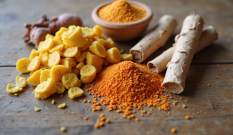 Image of various adaptogenic herbs and roots